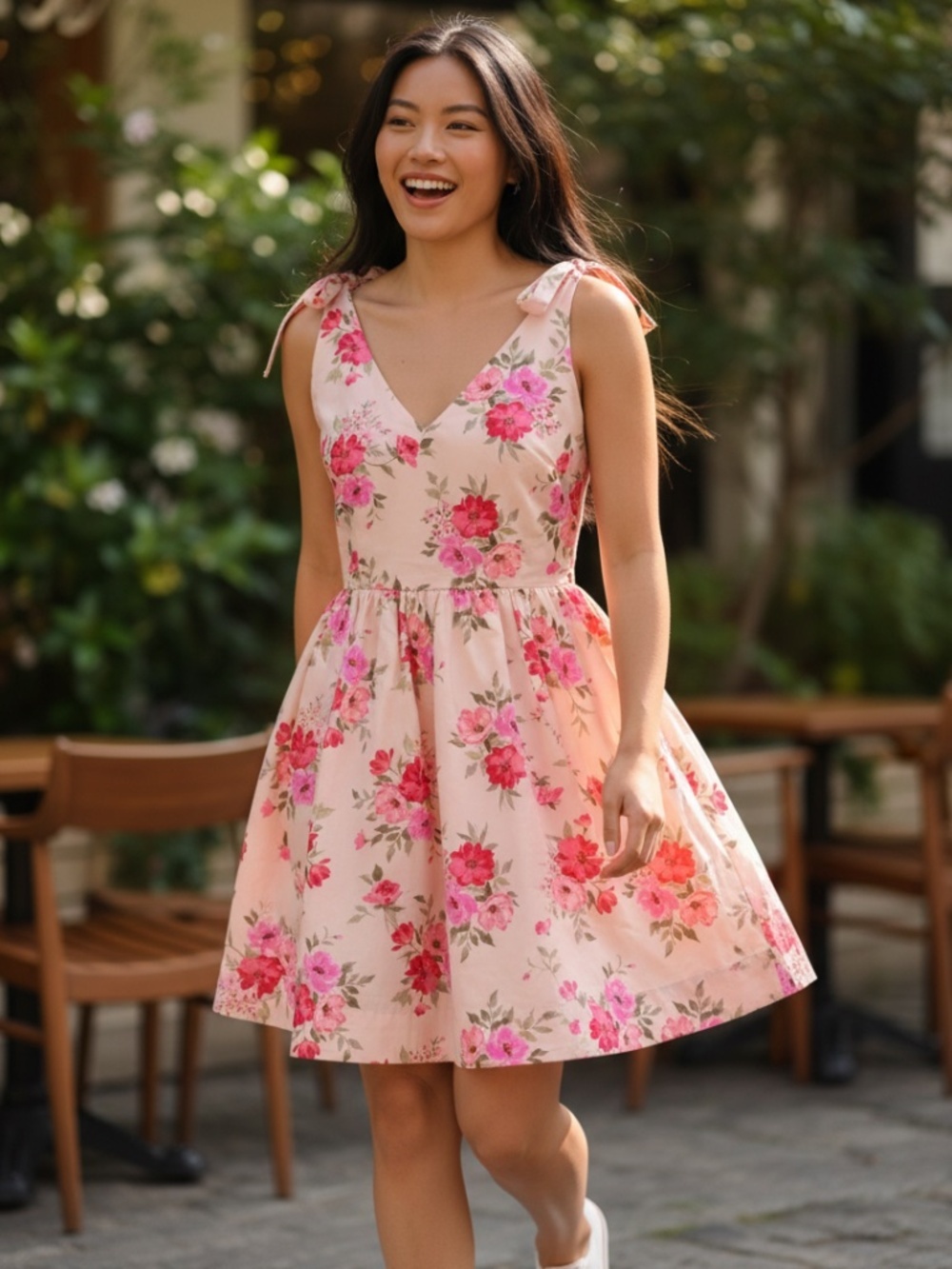 NWT Floral Fit & Flare Drop Waist Dress Medium Pink